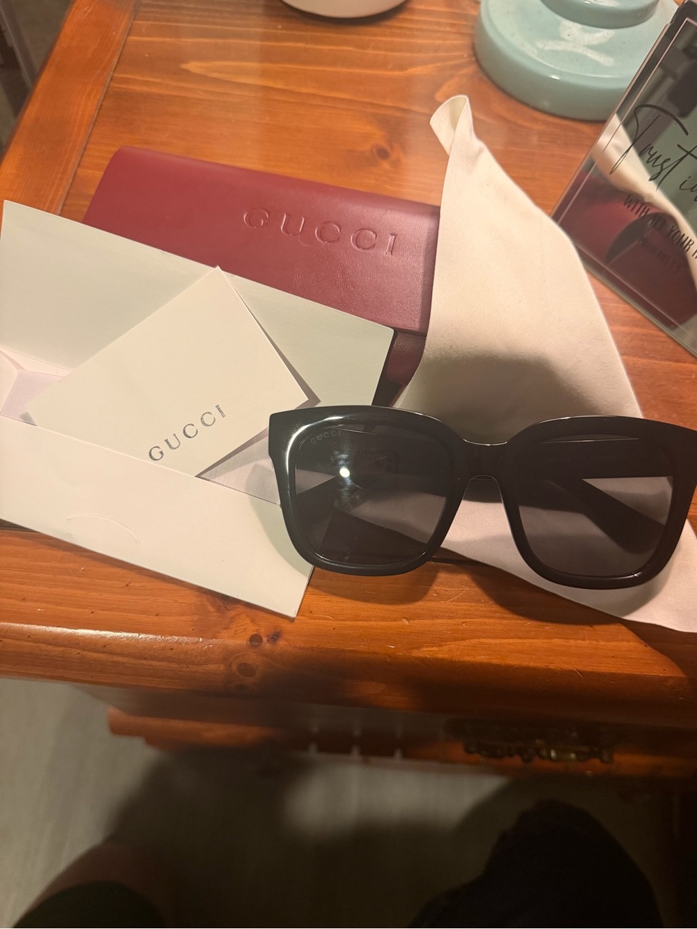 Gucci new release square frame glossy black lens